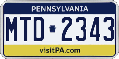 PA license plate MTD2343