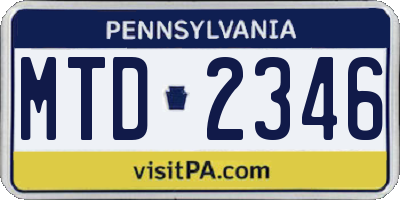 PA license plate MTD2346