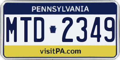 PA license plate MTD2349