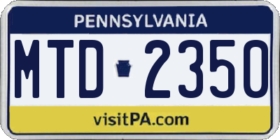 PA license plate MTD2350
