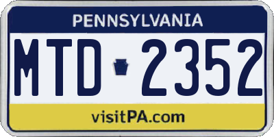 PA license plate MTD2352