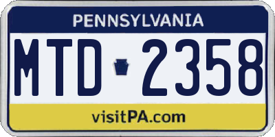 PA license plate MTD2358