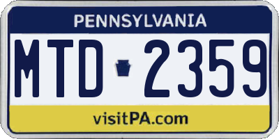 PA license plate MTD2359