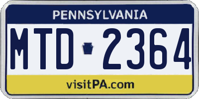 PA license plate MTD2364