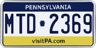 PA license plate MTD2369