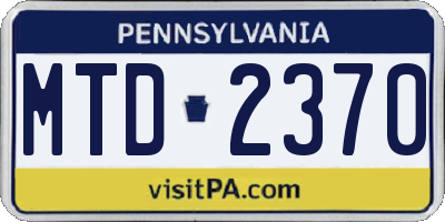 PA license plate MTD2370
