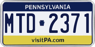 PA license plate MTD2371