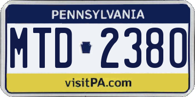 PA license plate MTD2380