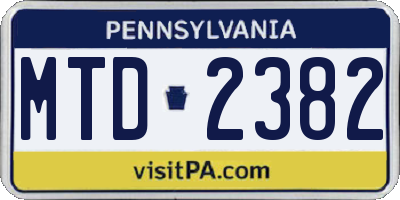 PA license plate MTD2382