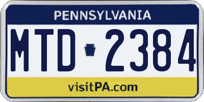 PA license plate MTD2384
