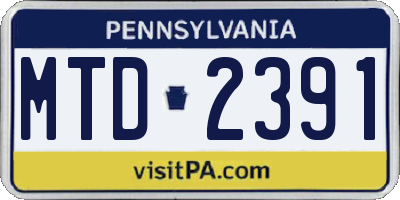 PA license plate MTD2391