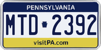PA license plate MTD2392