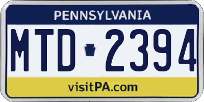 PA license plate MTD2394