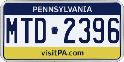 PA license plate MTD2396