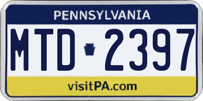 PA license plate MTD2397