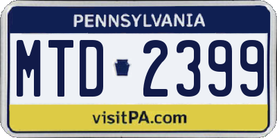 PA license plate MTD2399