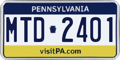 PA license plate MTD2401
