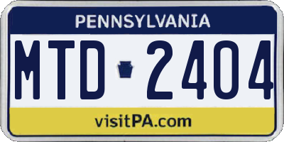 PA license plate MTD2404