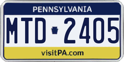 PA license plate MTD2405