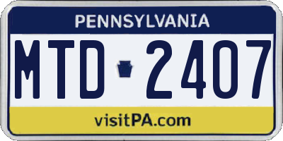 PA license plate MTD2407