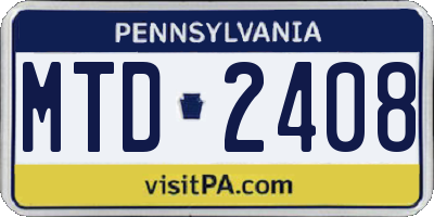 PA license plate MTD2408