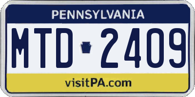 PA license plate MTD2409