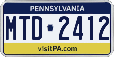 PA license plate MTD2412