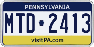 PA license plate MTD2413