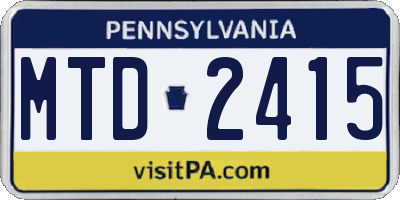 PA license plate MTD2415