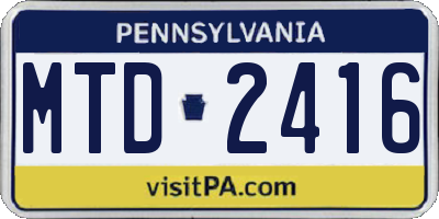 PA license plate MTD2416