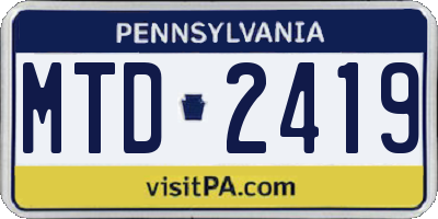 PA license plate MTD2419
