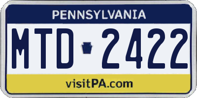 PA license plate MTD2422
