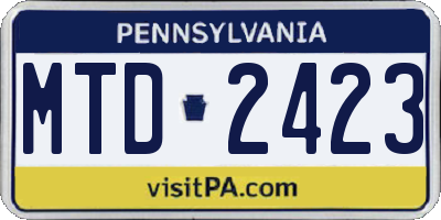 PA license plate MTD2423