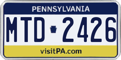 PA license plate MTD2426