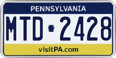 PA license plate MTD2428