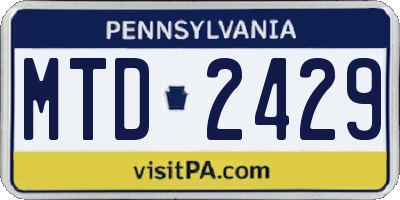 PA license plate MTD2429
