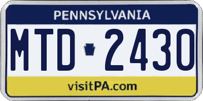 PA license plate MTD2430