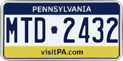 PA license plate MTD2432