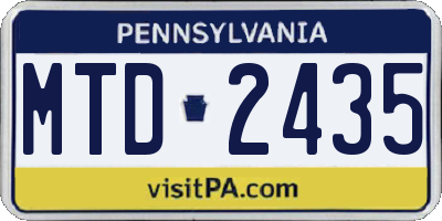 PA license plate MTD2435