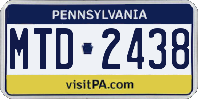 PA license plate MTD2438