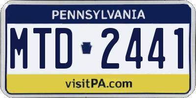 PA license plate MTD2441