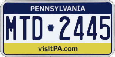 PA license plate MTD2445