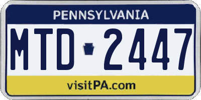 PA license plate MTD2447