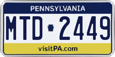 PA license plate MTD2449