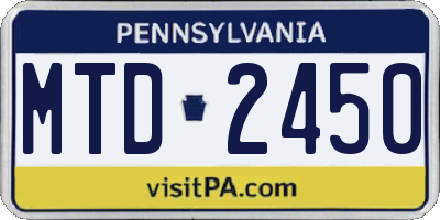 PA license plate MTD2450