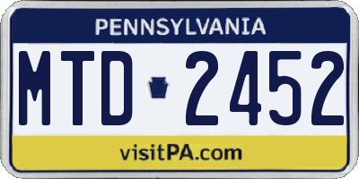 PA license plate MTD2452