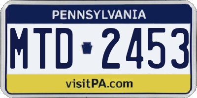 PA license plate MTD2453