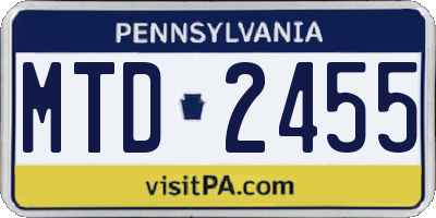 PA license plate MTD2455