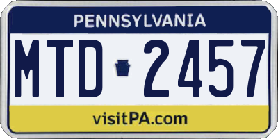 PA license plate MTD2457