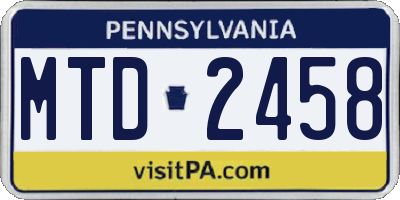 PA license plate MTD2458